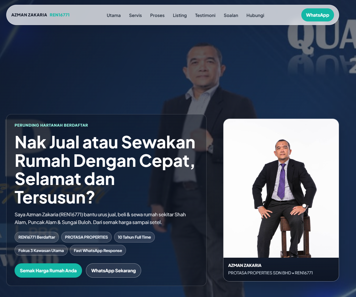 Ejen Hartanah Selangor KL – Professional Lead Generation Website