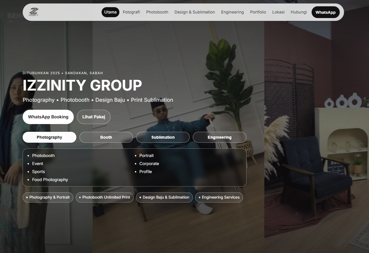 Izzinity Studio – Photography & Apparel Printing Website